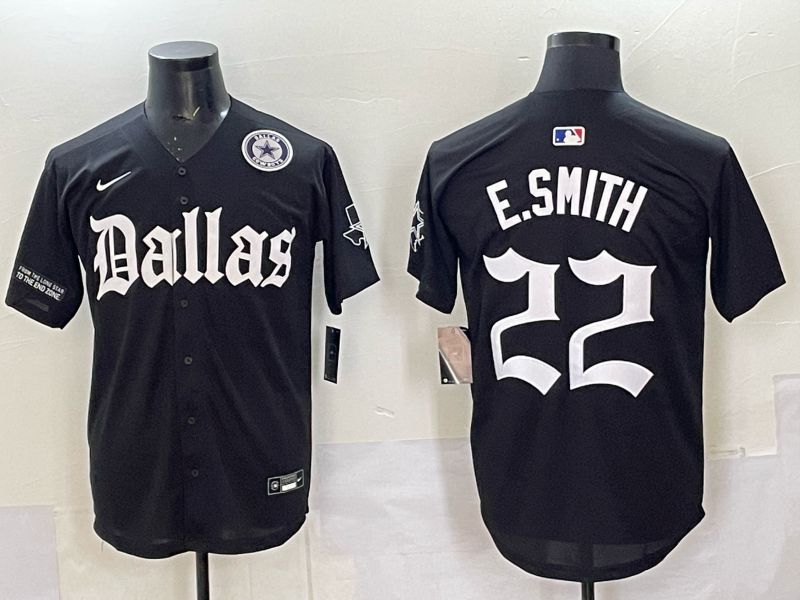 Men 2025 Nike Dallas Cowboys #22 E.Smith Black 5th generation Joint Name Limited NFL Jersey 019->dallas cowboys->NFL Jersey
